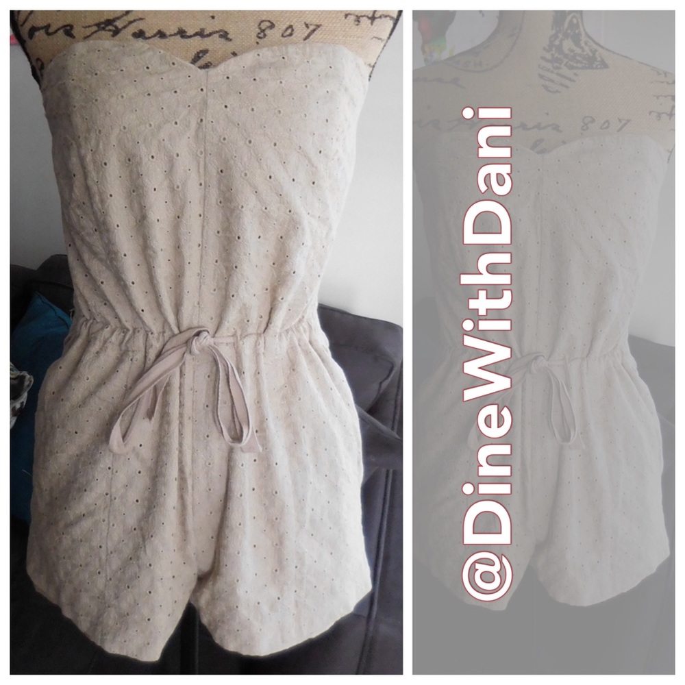 Khaki eyelet romper